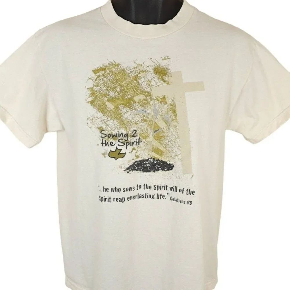 Vintage Christian T Shirt Mens Size Medium Y2K Sowing To The Spirit Galatians